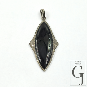 One Of A Kind Enamel Pendants With Rosecut Pave Diamonds - Sterling Silver Handmade Finish Enamel Jewelry