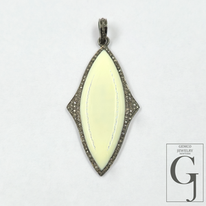 One Of A Kind Enamel Pendants With Rosecut Pave Diamonds - Sterling Silver Handmade Finish Enamel Jewelry
