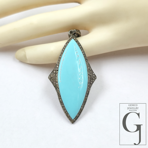 One Of A Kind Enamel Pendants With Rosecut Pave Diamonds - Sterling Silver Handmade Finish Enamel Jewelry