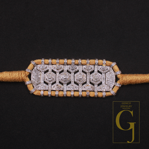 Natural Pave Diamond Thread Bracelet - Vermeil Gold 925 Sterling Silver Handmade Finish Diamond Jewelry
