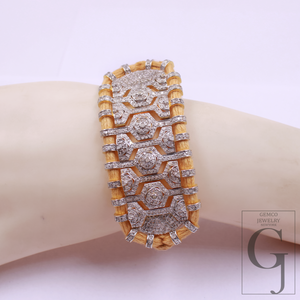 Natural Pave Diamond Thread Bracelet - Vermeil Gold 925 Sterling Silver Handmade Finish Diamond Jewelry