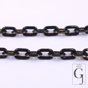 Designer Black Enamel Necklace With Lab Grown Diamonds - Brass Jewelry Handmade Finish Jewelry