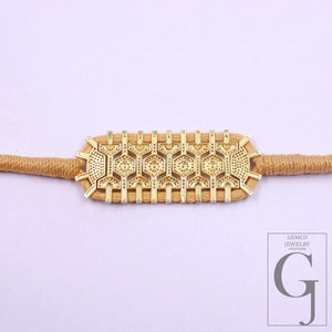 Natural Pave Diamond Thread Bracelet - Vermeil Gold 925 Sterling Silver Handmade Finish Diamond Jewelry