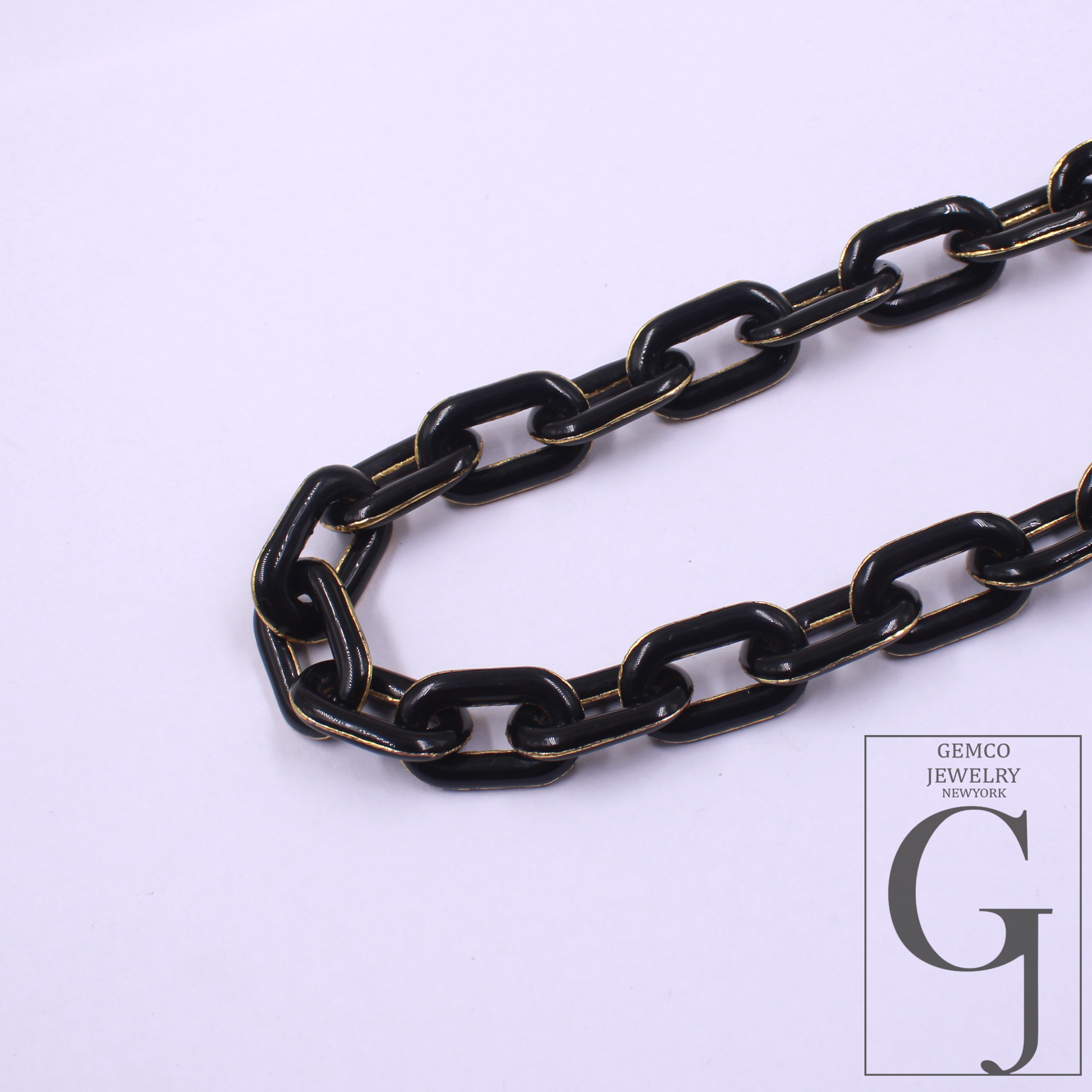 Designer Black Enamel Necklace With Lab Grown Diamonds - Brass Jewelry Handmade Finish Jewelry