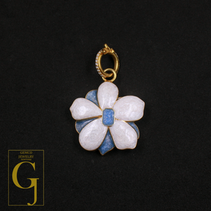 Beautiful Moissanite Double Side Enamel Pendant With Lab Grown Diamond Sterling Silver Handmade Beautiful Moissanite Pendant For Everyday Wear