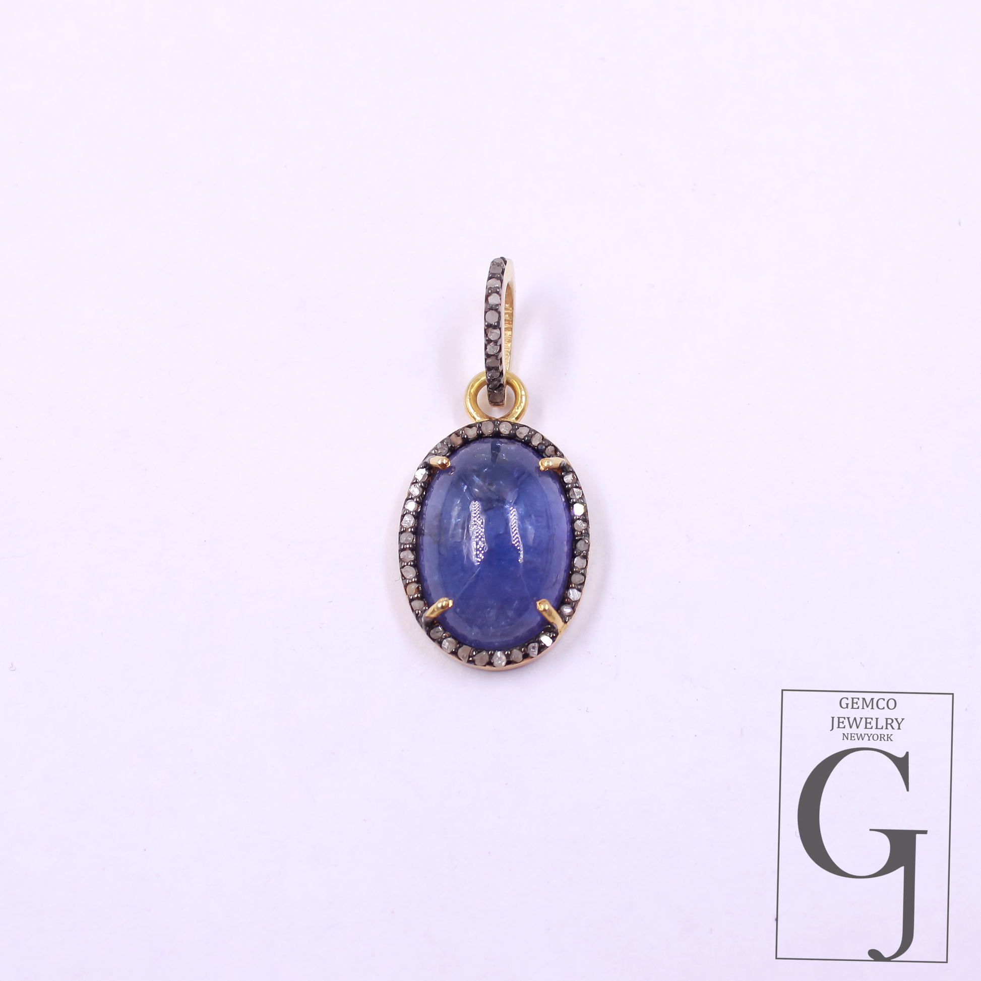 14k Finish Natural Tanzanite Pendant With Pave Diamonds Handmade Pendant Jewelry For Everyday Wear