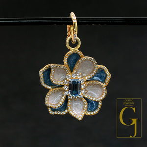 Beautiful Moissanite Double Side Enamel Pendant With Lab Grown Diamond Sterling Silver Handmade Beautiful Moissanite Pendant For Everyday Wear