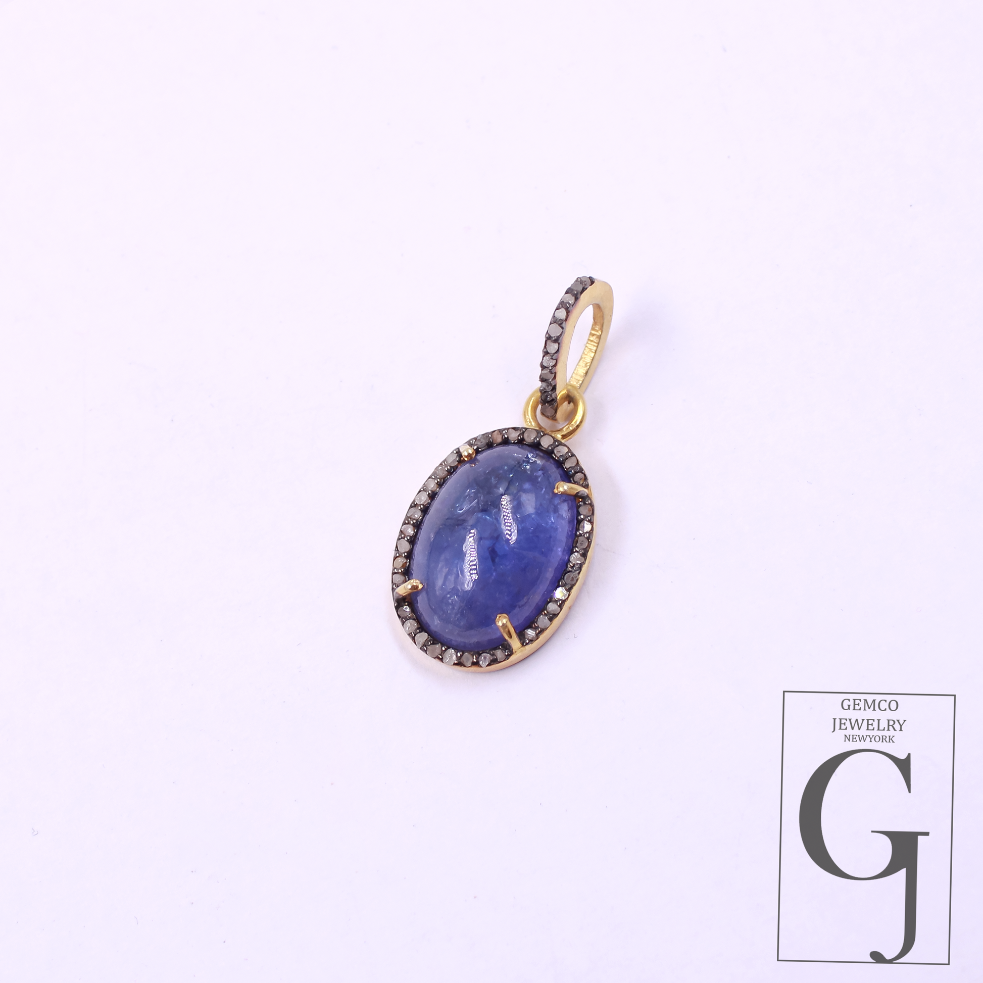 14k Finish Natural Tanzanite Pendant With Pave Diamonds Handmade Pendant Jewelry For Everyday Wear
