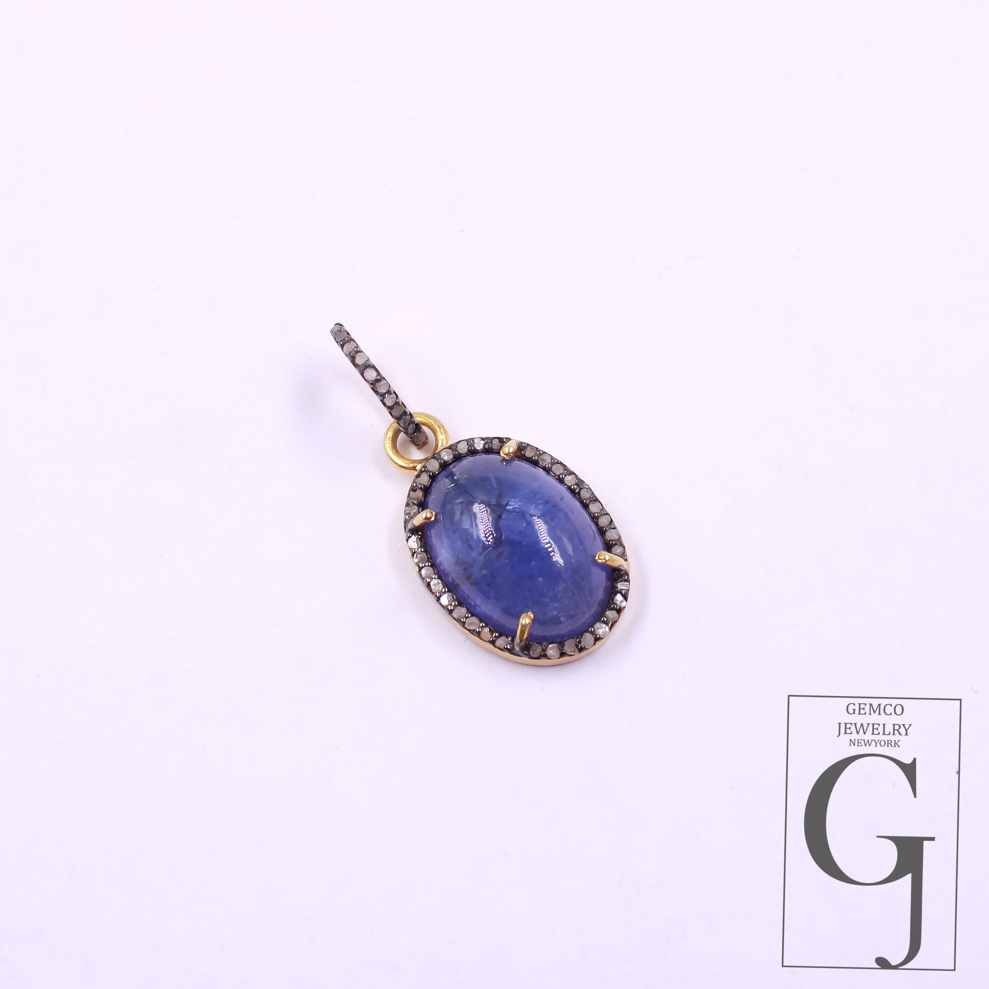 14k Finish Natural Tanzanite Pendant With Pave Diamonds Handmade Pendant Jewelry For Everyday Wear