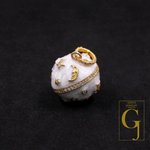 Beautiful Enamel Galaxy Ball With Lab Grown Diamonds Vermeil Gold Sterling Silver