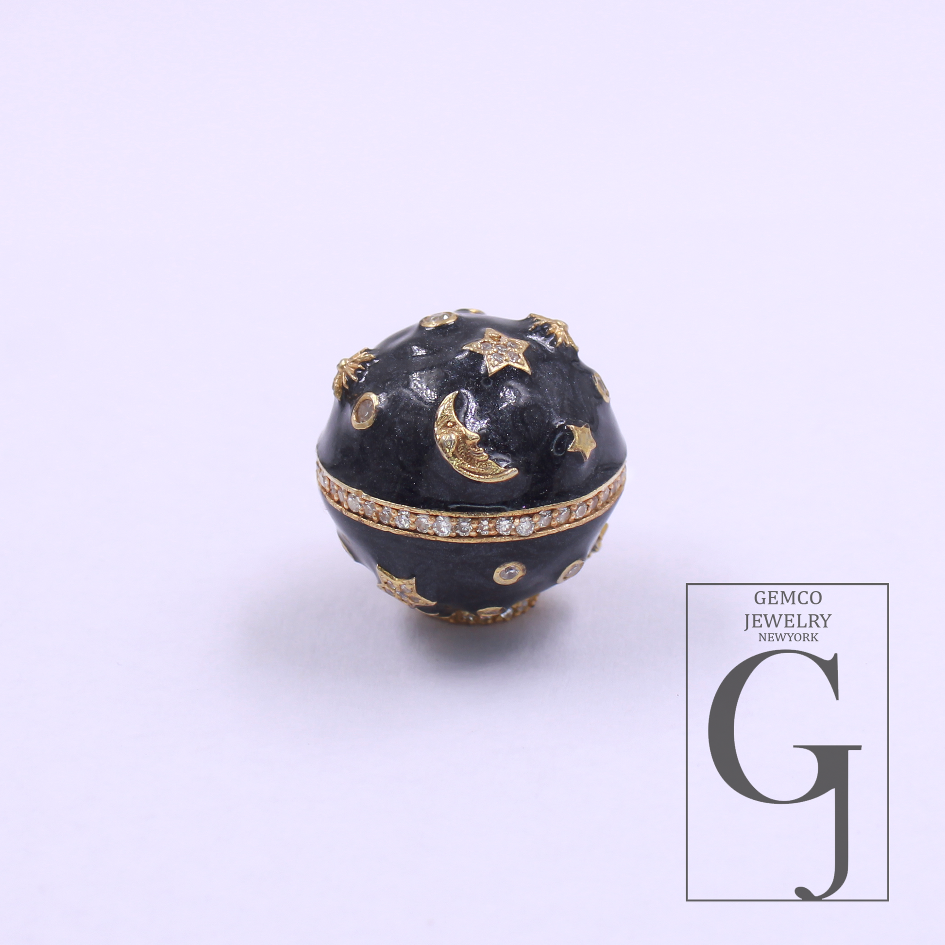 Beautiful Enamel Galaxy Ball With Lab Grown Diamonds Vermeil Gold Sterling Silver