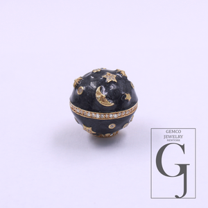 Beautiful Enamel Galaxy Ball With Lab Grown Diamonds Vermeil Gold Sterling Silver