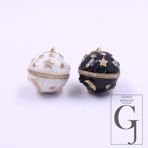 Beautiful Enamel Galaxy Ball With Lab Grown Diamonds Vermeil Gold Sterling Silver