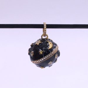 Beautiful Enamel Galaxy Ball With Lab Grown Diamonds Vermeil Gold Sterling Silver