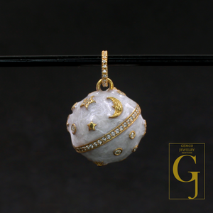 Beautiful Enamel Galaxy Ball With Lab Grown Diamonds Vermeil Gold Sterling Silver