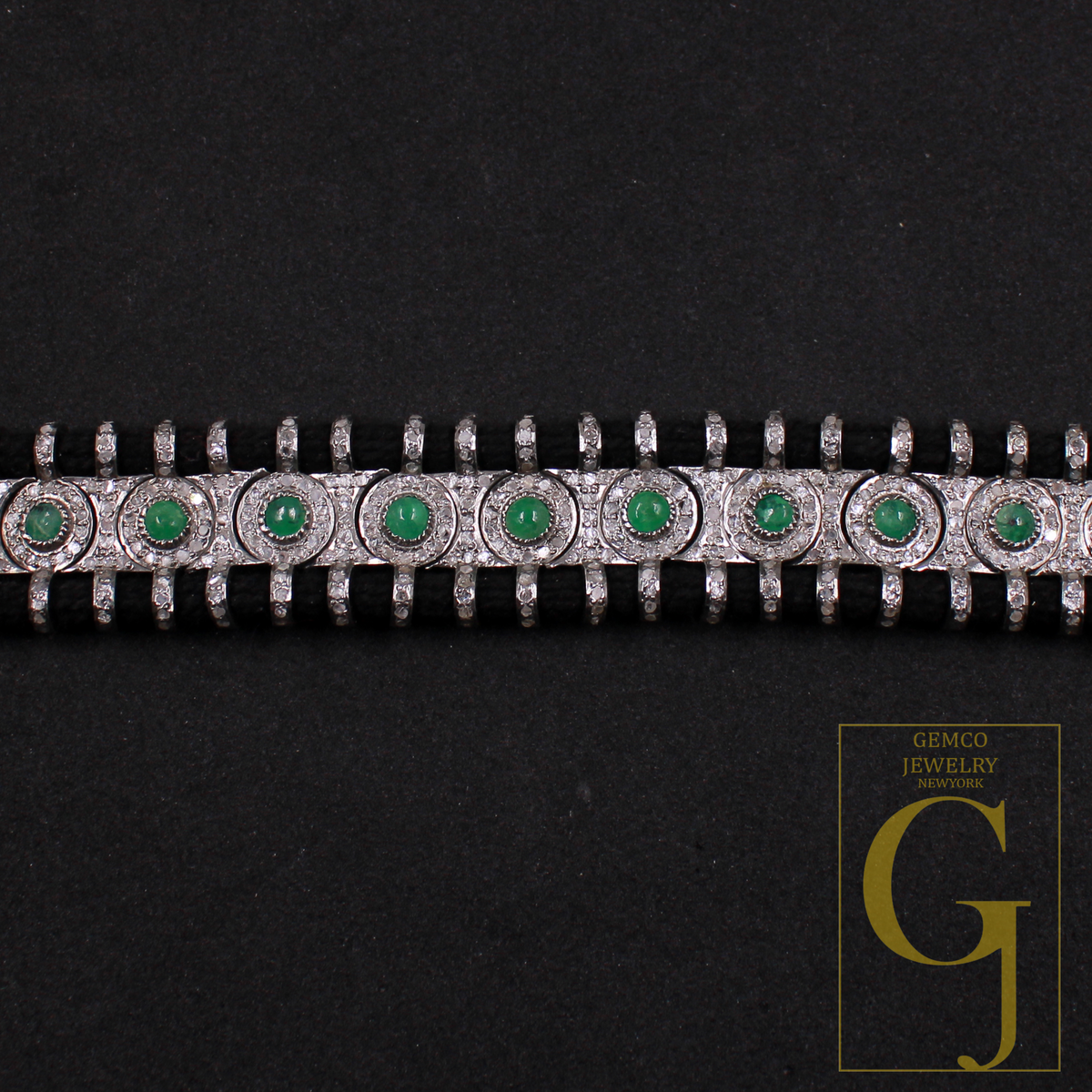One Of A Kind Emerald Thread Bracelet With Pave Diamond 925 Sterling Silver Diamond Jewelry Gift For Her