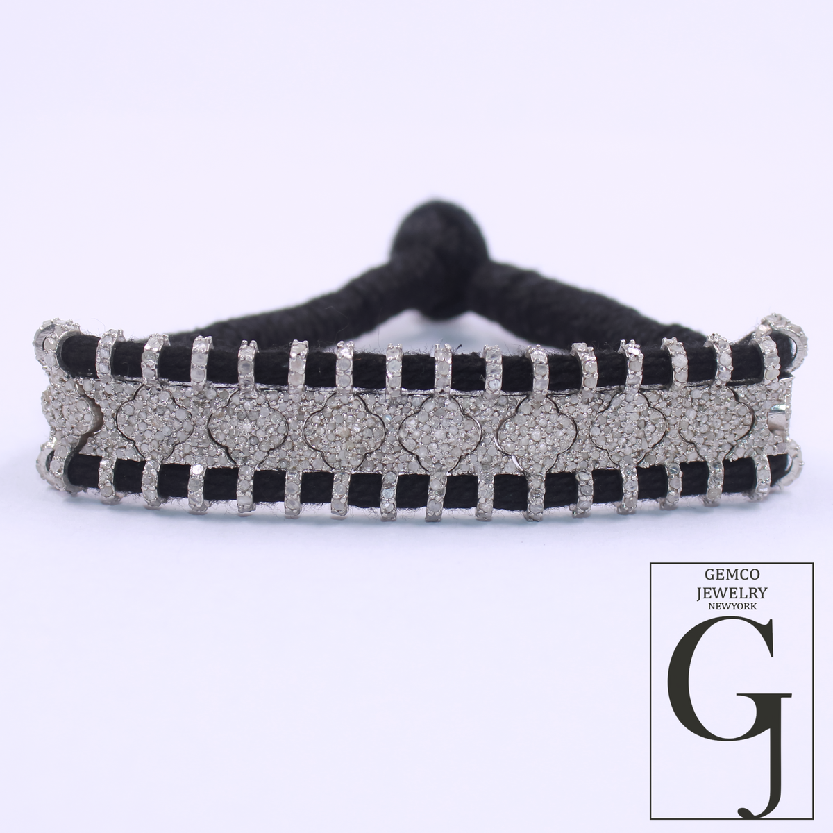 Natural Pave Diamond Thread Bracelet - 925 Sterling Silver Handmade Finish Diamond Bracelet For Everyday Wear