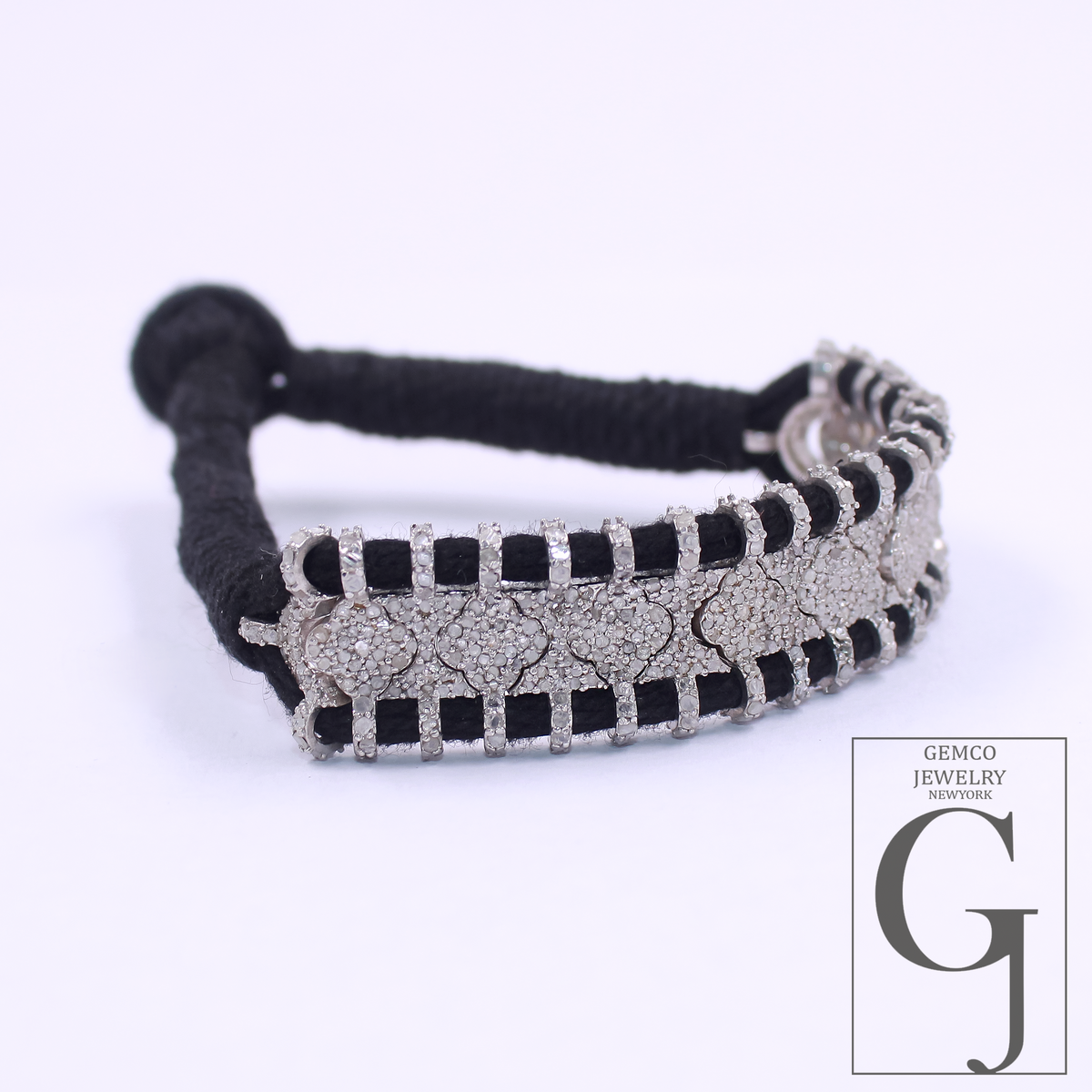 Natural Pave Diamond Thread Bracelet - 925 Sterling Silver Handmade Finish Diamond Bracelet For Everyday Wear