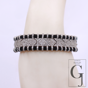 Natural Pave Diamond Thread Bracelet - 925 Sterling Silver Handmade Finish Diamond Bracelet For Everyday Wear