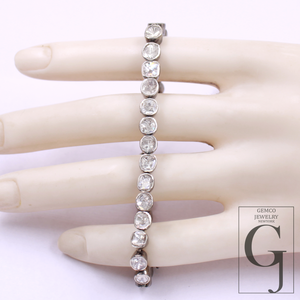 Natural Diamond Polki Bracelet In 925 Sterling Silver Handmade Designer Polki Bracelet For Everyday Wear