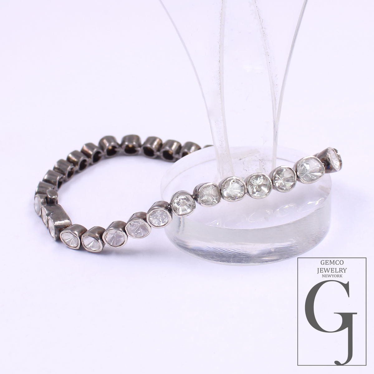 Natural Diamond Polki Bracelet In 925 Sterling Silver Handmade Designer Polki Bracelet For Everyday Wear
