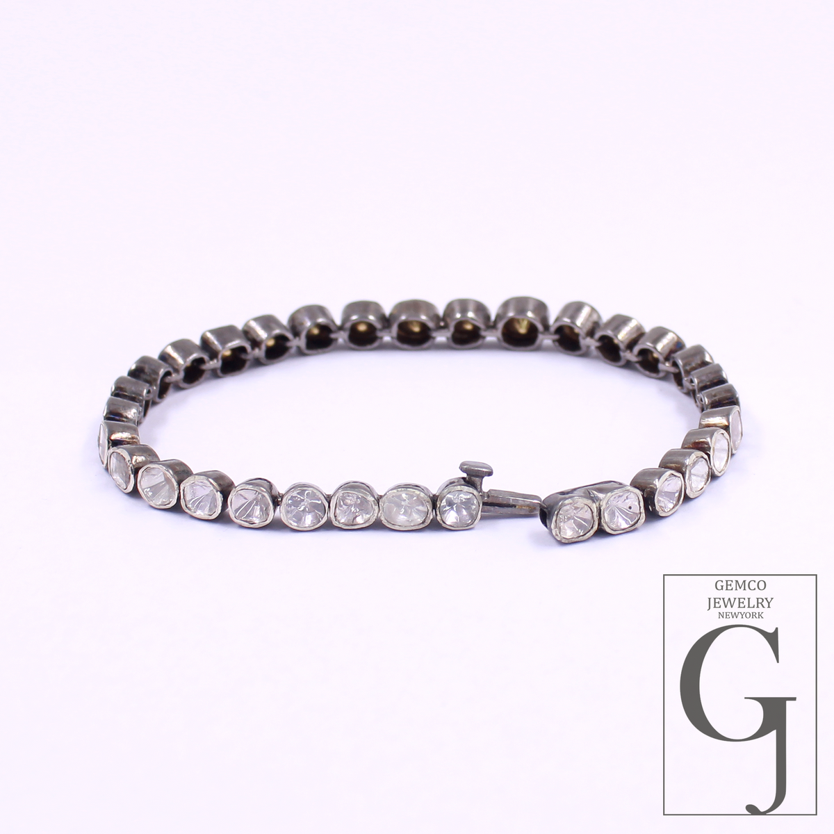 Natural Diamond Polki Bracelet In 925 Sterling Silver Handmade Designer Polki Bracelet For Everyday Wear