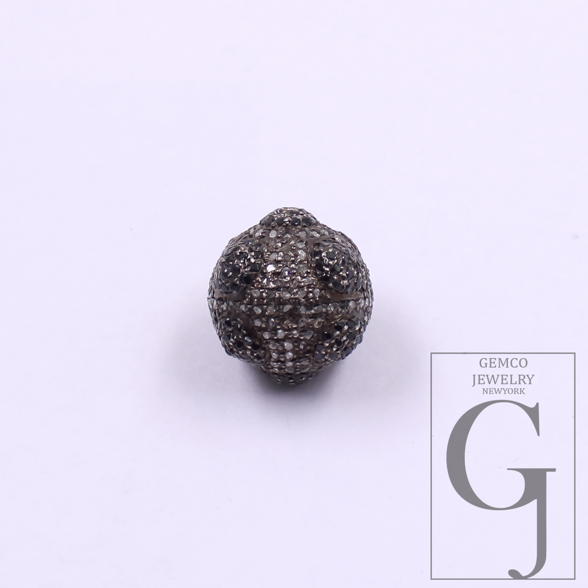 Natural Pave Diamond Beads With Black Diamond - 925 Sterling Silver Handmade Diamond Beads For Jewelry Supplies