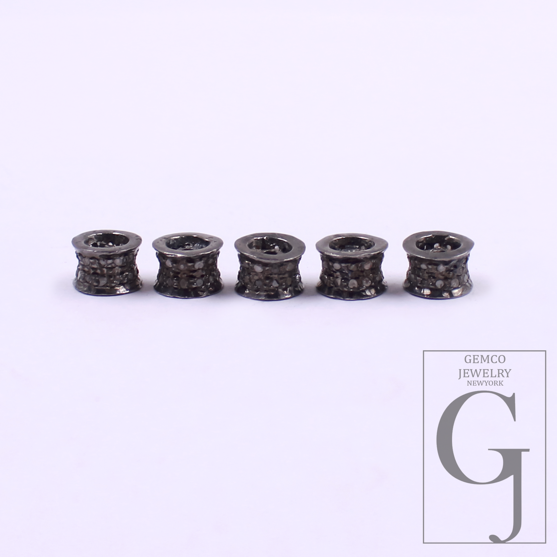 Pave Diamond Rondelle Beads - 925 Sterling Silver Handmade Finish Rondelle Beads For Jewelry Supplies