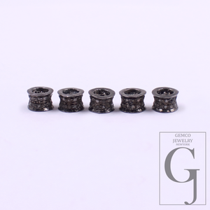 Pave Diamond Rondelle Beads - 925 Sterling Silver Handmade Finish Rondelle Beads For Jewelry Supplies