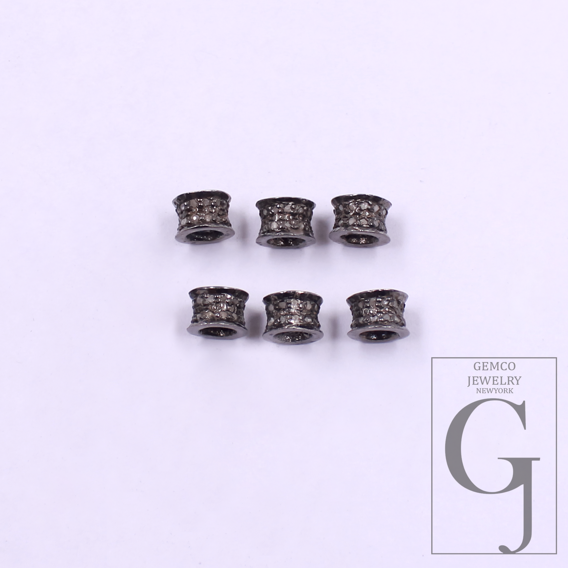 Pave Diamond Rondelle Beads - 925 Sterling Silver Handmade Finish Rondelle Beads For Jewelry Supplies