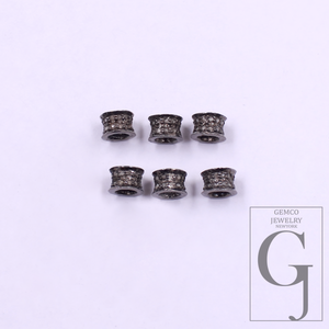 Pave Diamond Rondelle Beads - 925 Sterling Silver Handmade Finish Rondelle Beads For Jewelry Supplies
