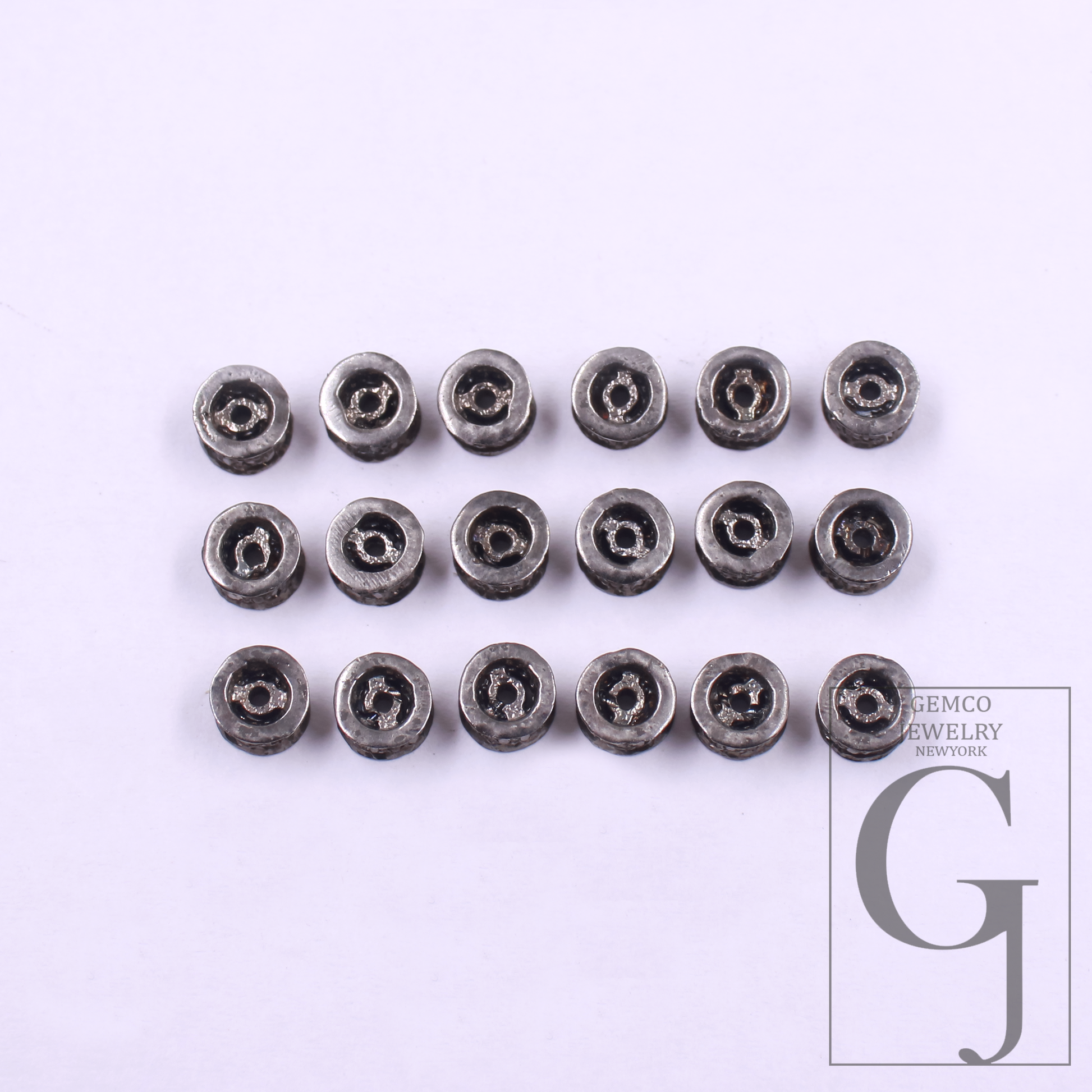Pave Diamond Rondelle Beads - 925 Sterling Silver Handmade Finish Rondelle Beads For Jewelry Supplies