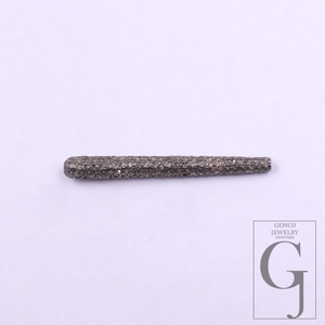 Beautiful Natural Pave Diamond Beads In 925 Sterling Silver Handmade Finish For Jewelry Making Supplies
