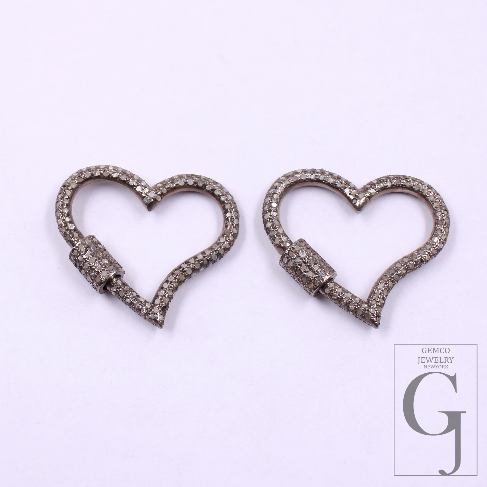 Designer Heart Shape Pave Diamonds Clasps - 925 Sterling Silver Handmade Finish Heart Shape Clasps For Jewelry Making