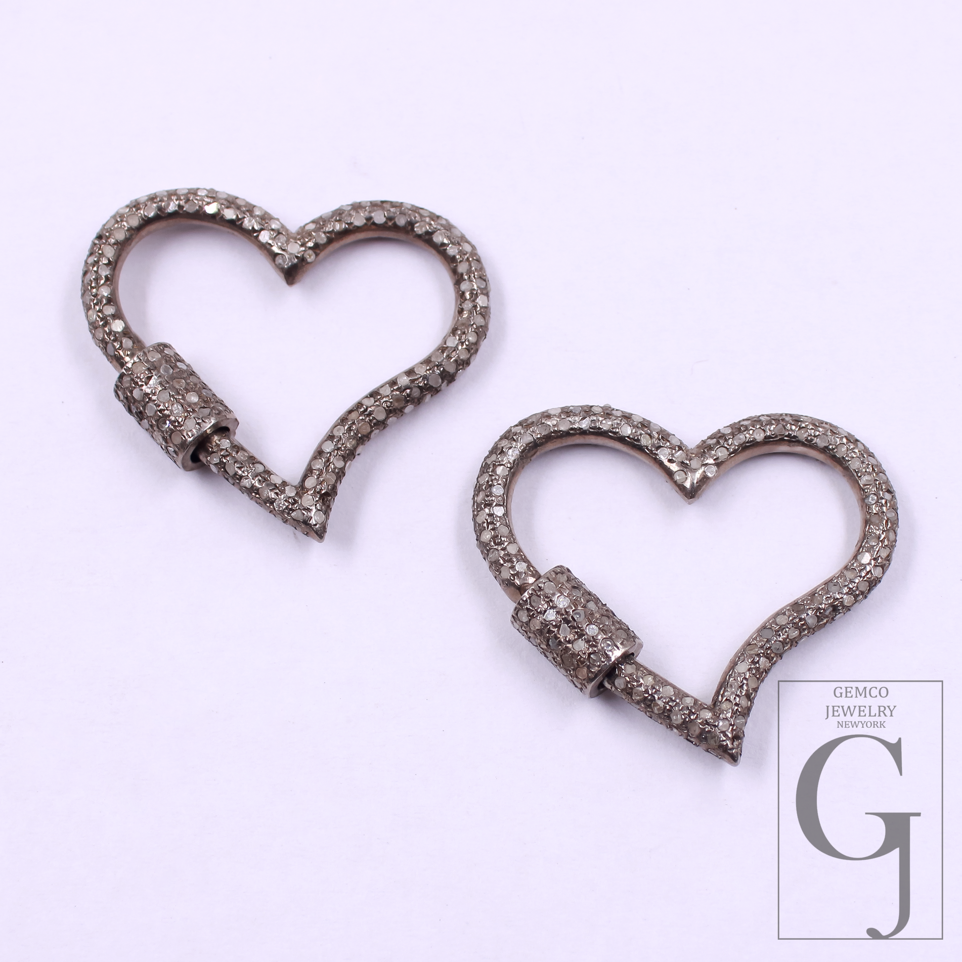 Designer Heart Shape Pave Diamonds Clasps - 925 Sterling Silver Handmade Finish Heart Shape Clasps For Jewelry Making