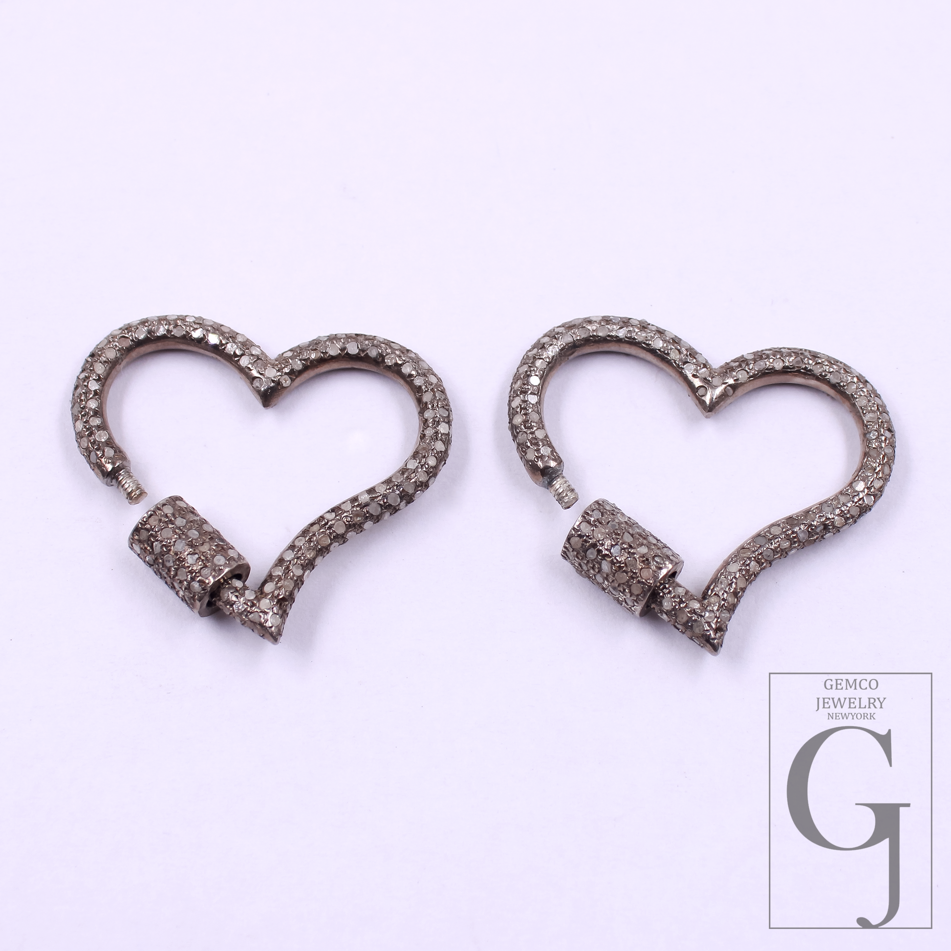 Designer Heart Shape Pave Diamonds Clasps - 925 Sterling Silver Handmade Finish Heart Shape Clasps For Jewelry Making