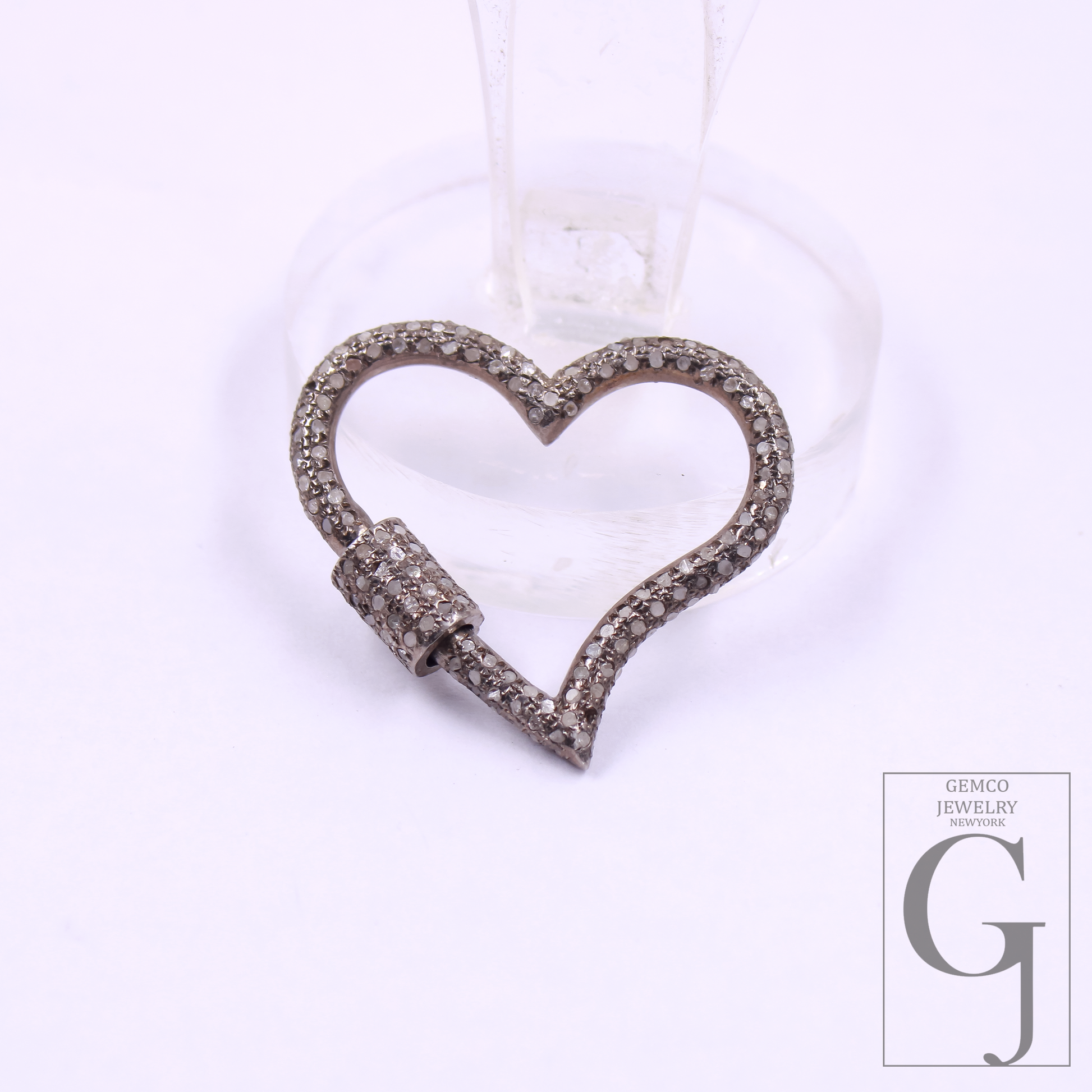 Designer Heart Shape Pave Diamonds Clasps - 925 Sterling Silver Handmade Finish Heart Shape Clasps For Jewelry Making