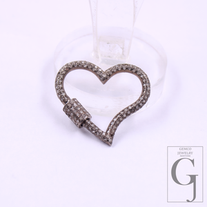 Designer Heart Shape Pave Diamonds Clasps - 925 Sterling Silver Handmade Finish Heart Shape Clasps For Jewelry Making