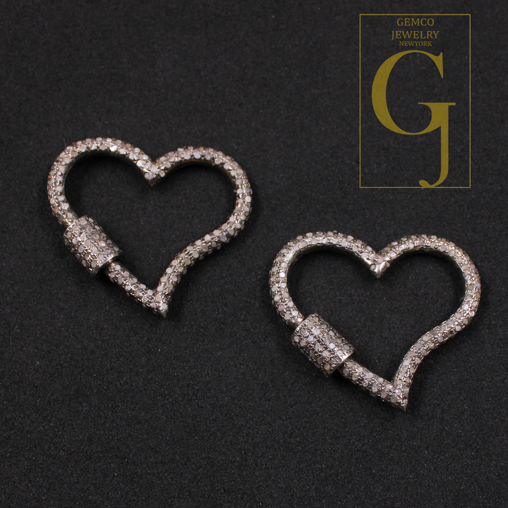 Designer Heart Shape Pave Diamonds Clasps - 925 Sterling Silver Handmade Finish Heart Shape Clasps For Jewelry Making