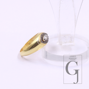 Natural Polki Diamond With Rosecut Diamond Ring - Vermeil Gold 925 Sterling Silver Handmade Diamond Ring