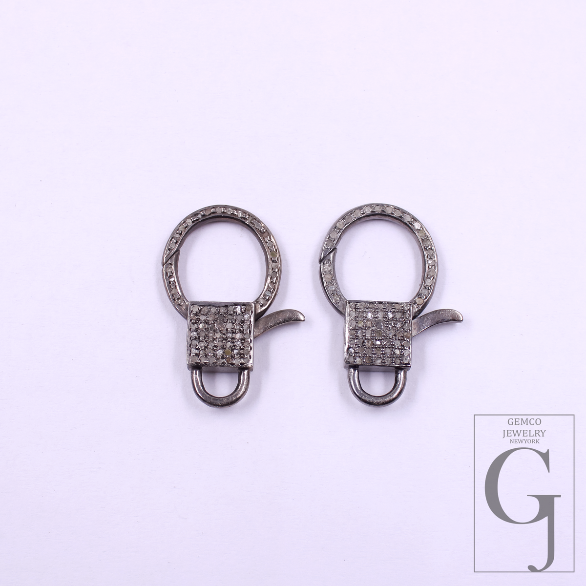 Natural Pave Diamonds Lobster Clasps - 925 Sterling Silver Handmade Finish Designer Clasps Jewelry Making Supplies