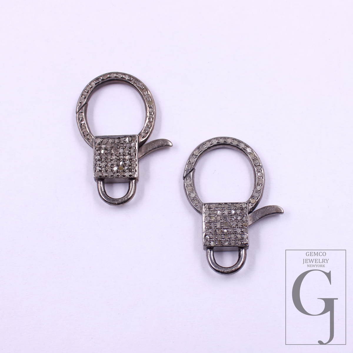 Natural Pave Diamonds Lobster Clasps - 925 Sterling Silver Handmade Finish Designer Clasps Jewelry Making Supplies