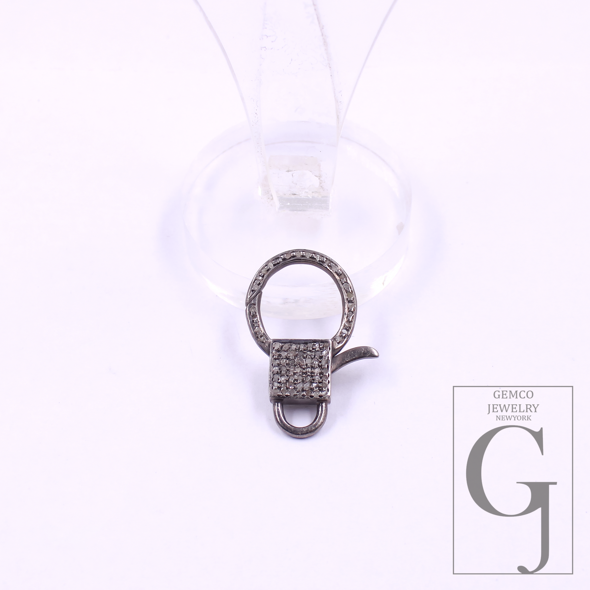 Natural Pave Diamonds Lobster Clasps - 925 Sterling Silver Handmade Finish Designer Clasps Jewelry Making Supplies