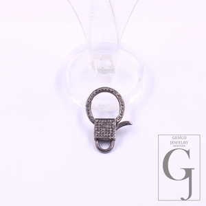 Natural Pave Diamonds Lobster Clasps - 925 Sterling Silver Handmade Finish Designer Clasps Jewelry Making Supplies