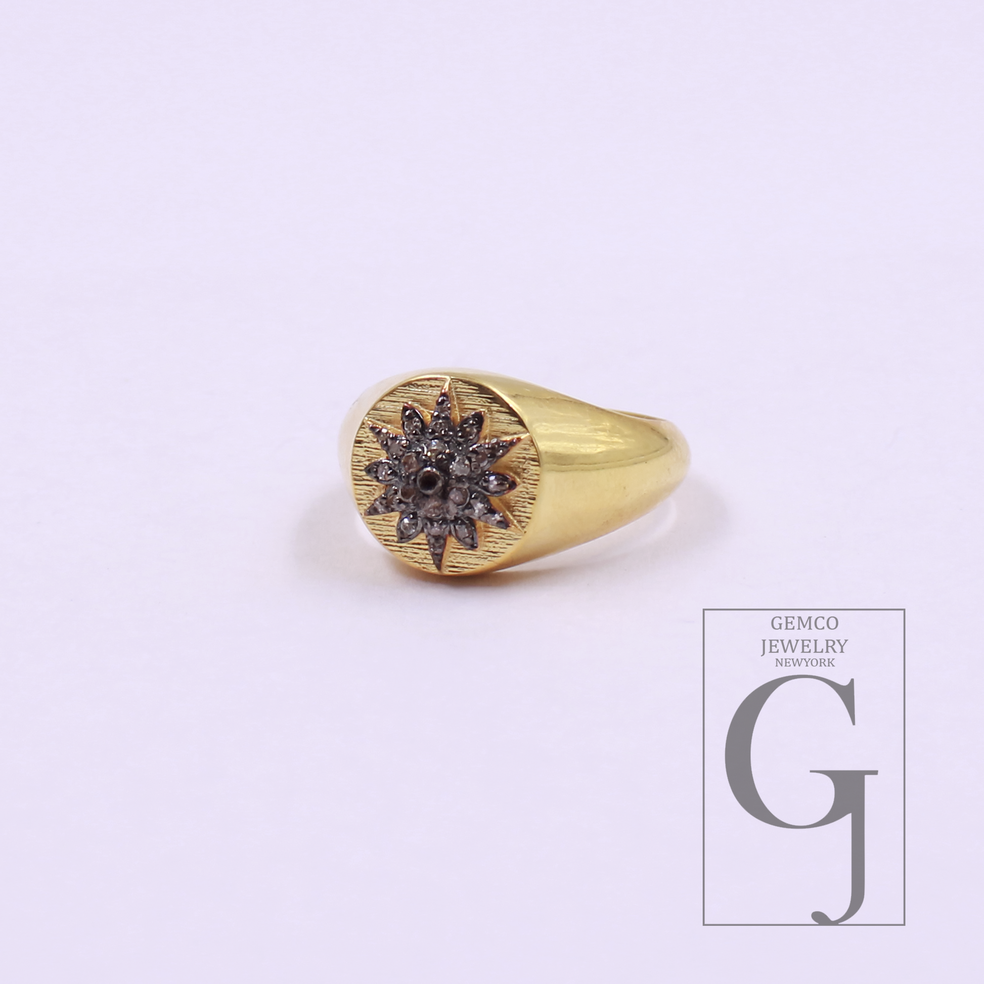 One Of A Kind Natural Diamond Ring - Vermeil Gold 925 Sterling Silver Handmade Diamond Ring
