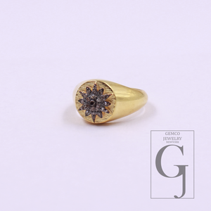 One Of A Kind Natural Diamond Ring - Vermeil Gold 925 Sterling Silver Handmade Diamond Ring
