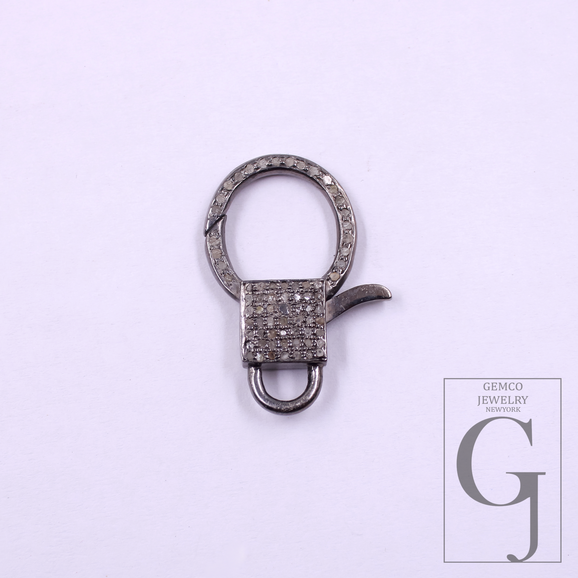 Natural Pave Diamonds Lobster Clasps - 925 Sterling Silver Handmade Finish Designer Clasps Jewelry Making Supplies