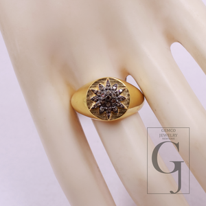 One Of A Kind Natural Diamond Ring - Vermeil Gold 925 Sterling Silver Handmade Diamond Ring