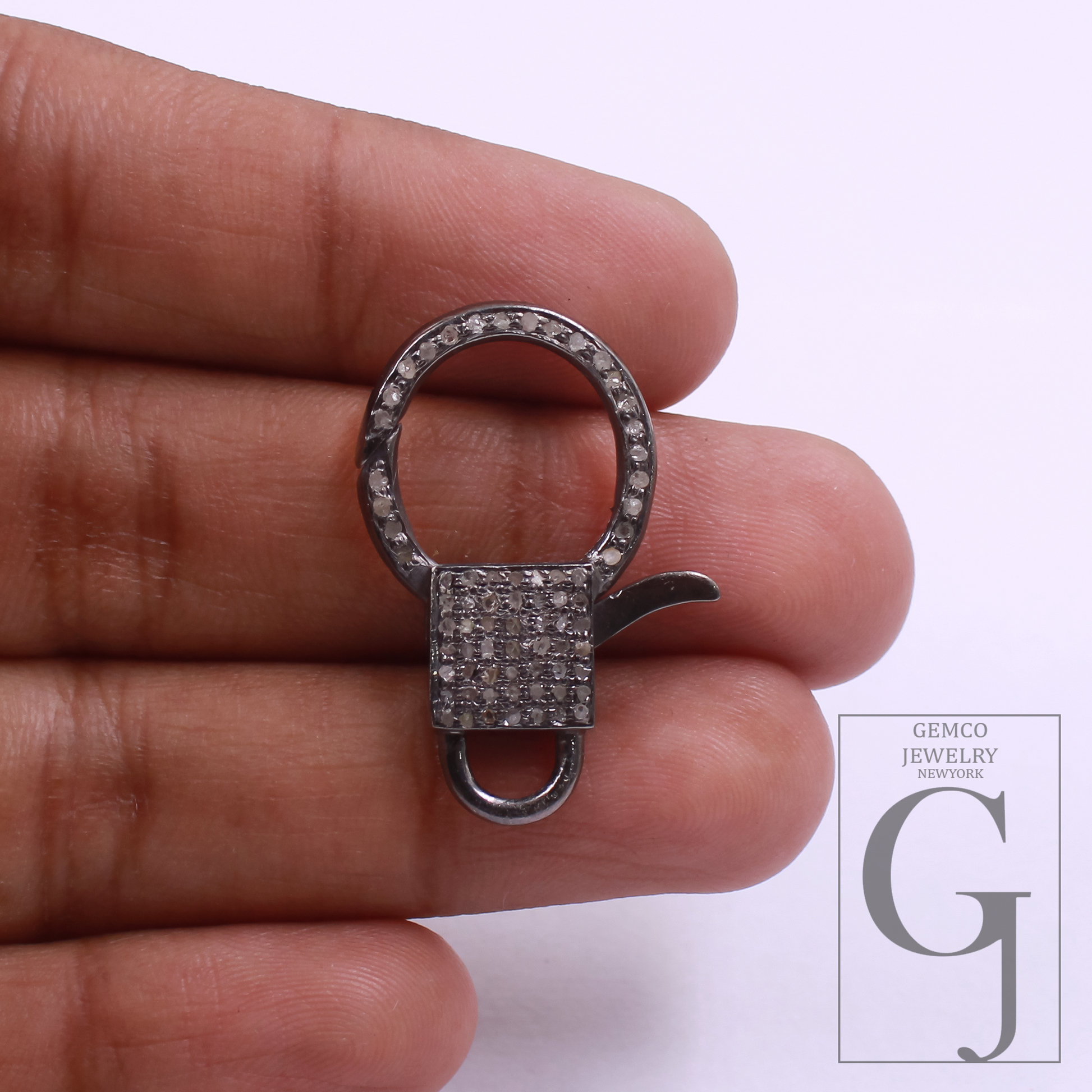Natural Pave Diamonds Lobster Clasps - 925 Sterling Silver Handmade Finish Designer Clasps Jewelry Making Supplies