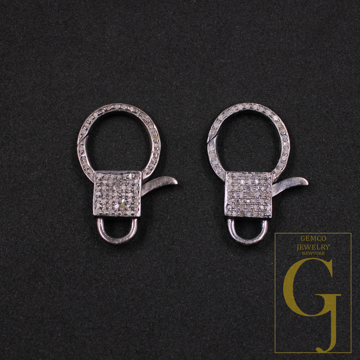 Natural Pave Diamonds Lobster Clasps - 925 Sterling Silver Handmade Finish Designer Clasps Jewelry Making Supplies